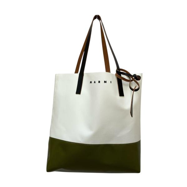 MARNI トートバッグ ホワイト/オリーブ MARNI（マルニ） MARNI PVCトートバッグ オリーブ : カインドオルYahoo
