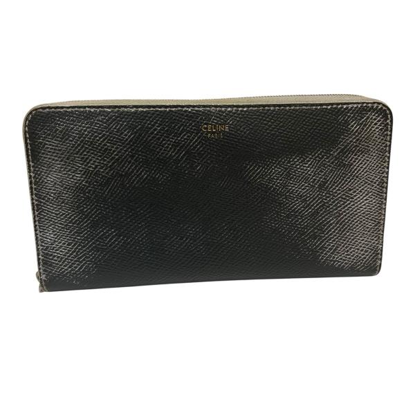 美品 CELINE セリーヌ ラージジップ ラウンドファスナー長財布 グレー CELINE（セリーヌ） ラウンドジップウォレット 長財布 グレー