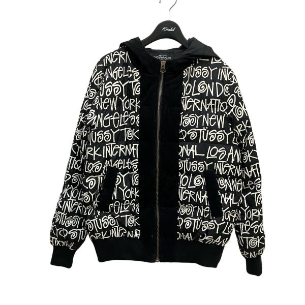 STUSSY ステューシー stussy 総柄 ダウンジャケット ブラック