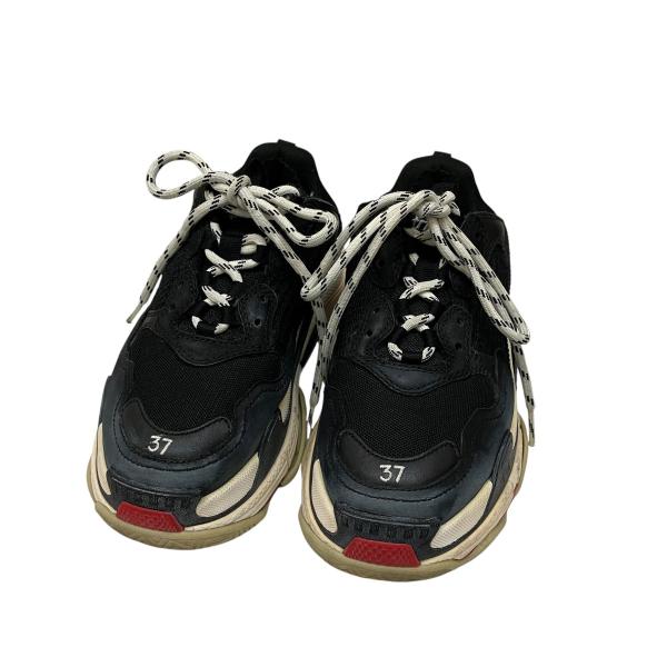明日発送可→値下げ！美品★バレンシアガ　厚底　スニーカー　トリプルエス 37 BALENCIAGA（バレンシアガ） トリプルS スニーカー 520156 ブラック