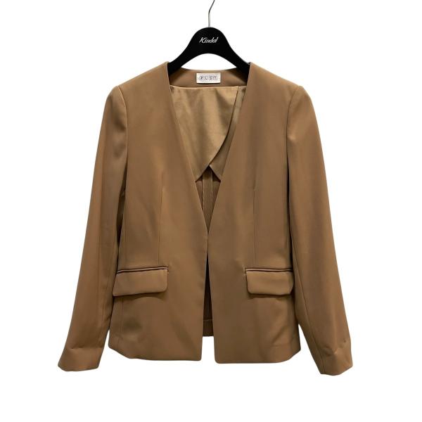 PLST（プラステ） ノーカラージャケット 12-8306000 ブラウン サイズ