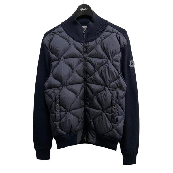 美品MONCLER モンクレール ニット切替ダウンジャケット ブルー MONCLER（モンクレール） ニット切り替えダウンジャケット