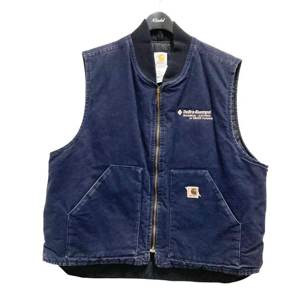 古着 Carhartt ダックベスト V02 MDT ネイビー サイズS 古着 Carhartt ダックベスト V02 MDT ネイビー フェード XL