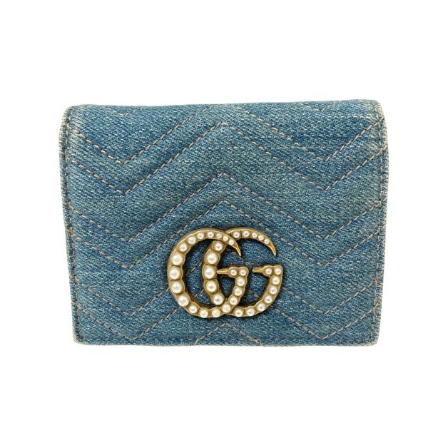 【美品】 950 GUCCI グッチ マーモント 2つ折り 財布 GUCCI グッチ GGマーモント 2つ折り財布 466492 0416 インディゴ