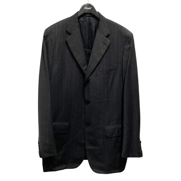イタリア製 イザイア ダークグレー ストライプ テーラードジャケット ISAIA（イザイア） ストライプ テーラードジャケット ダークグレー