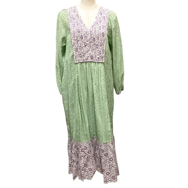 sara mallika サラマリカ 総柄ワンピース 020431SS1 グリーン×パープル