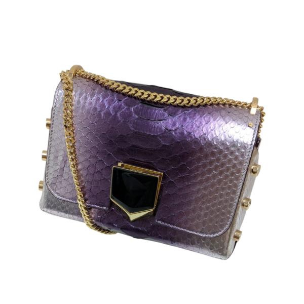 JIMMYCHOO バック　　ショルダー　クラッチ　パープル JIMMY CHOO 【値下げ】JIMMY Lockett パイソンショルダーバッグ