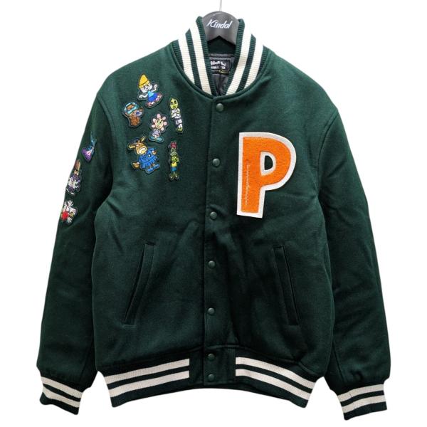 新品 パラッパラッパー刺繍パッチ付きネイビーのナイロンジャケット