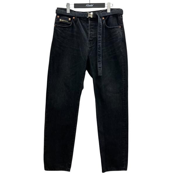 【美品】sacai（サカイ）ウールメルトンベルテッドのブラックパンツ sacai（サカイ） ベルテッドデニムパンツ グレー サイズ：4