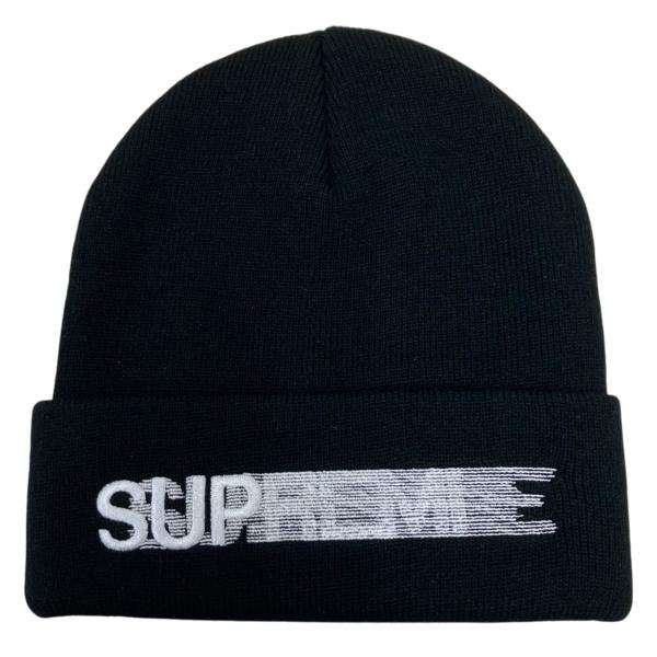Supreme ロゴニット帽 ブラック/ホワイト Supreme（シュプリーム） Supreme MOTION Logo Beanie ニットキャップ