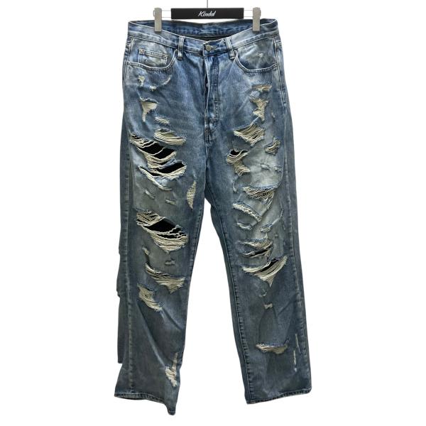 mnml ダメージデニムパンツ サイズ30 mnml（ミニマル） ダメージ加工デニムパンツ インディゴ サイズ：32