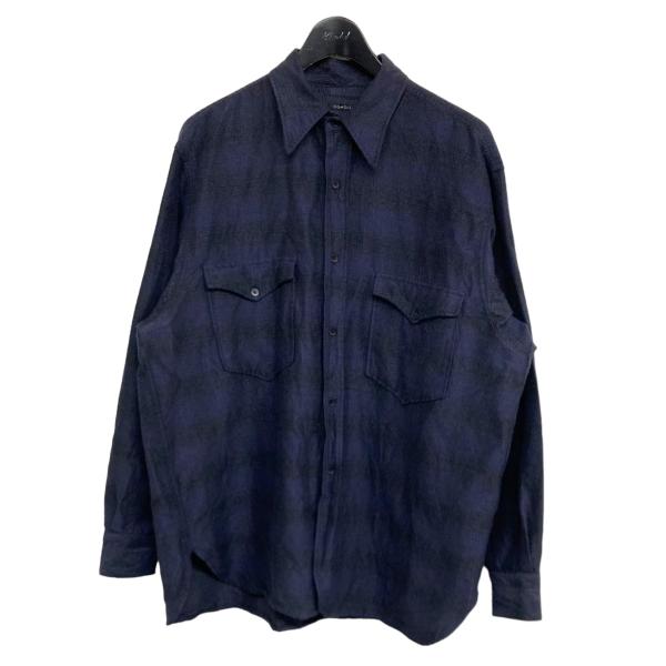 コモリ COMOLI 2021AW ウールシルクワークシャツ ネイビー サイズ：2
