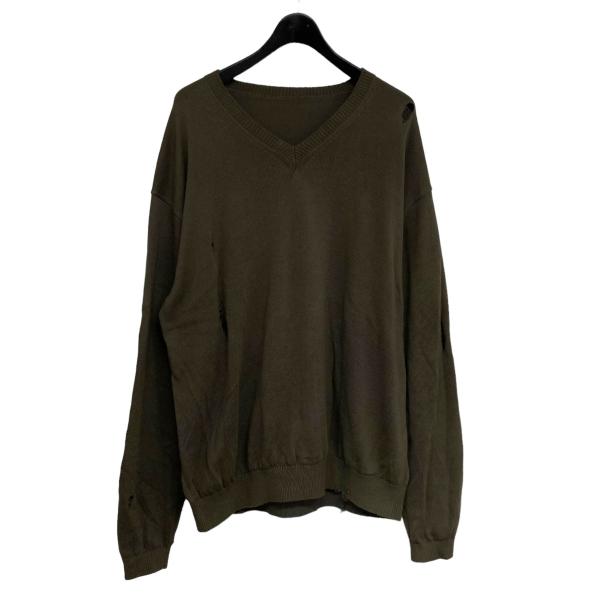 uniform experiment / セーター(薄手)/3/コットン/ブラック/UE-240045/DAMAGED V NECK KNIT uniform experiment 【値下げ】uniform 24SS DAMAGED V NECK KNIT