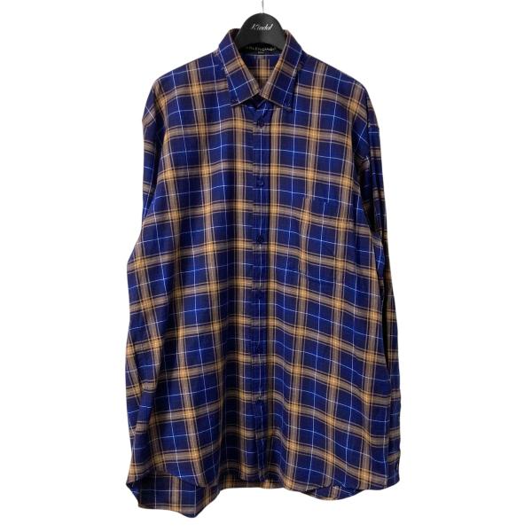 バレンシアガ BALENCIAGA ボタンダウンチェックシャツ 508465 ブルー  