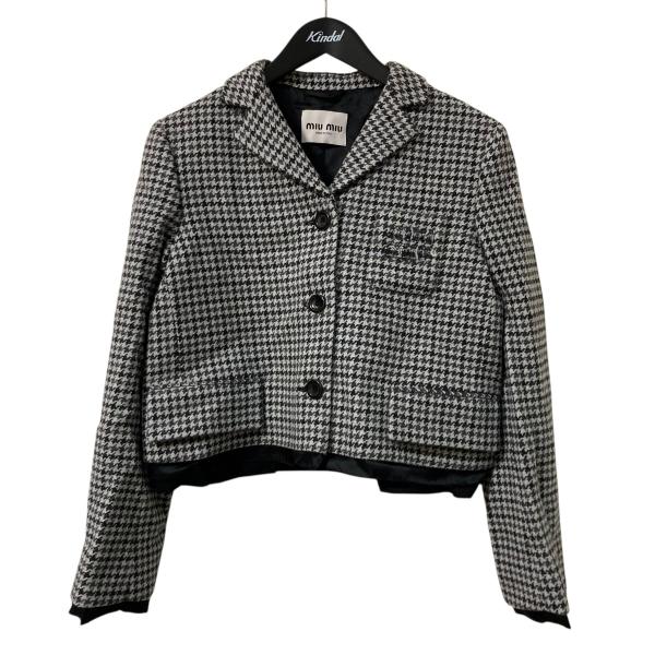 ミュウミュウ　シングルジャケット ツイード 千鳥格子 ハウンドトゥース ミュウミュウ シングルジャケット ツイード 千鳥格子 ハウンドトゥース