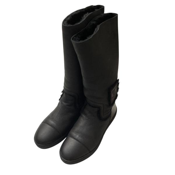 美品CHANELシャネル スポーツライン ココマーク ムートンブーツ 23.5㎝ CHANEL シャネル ココマーク 2way ムートンブーツ 23 5 キャメル