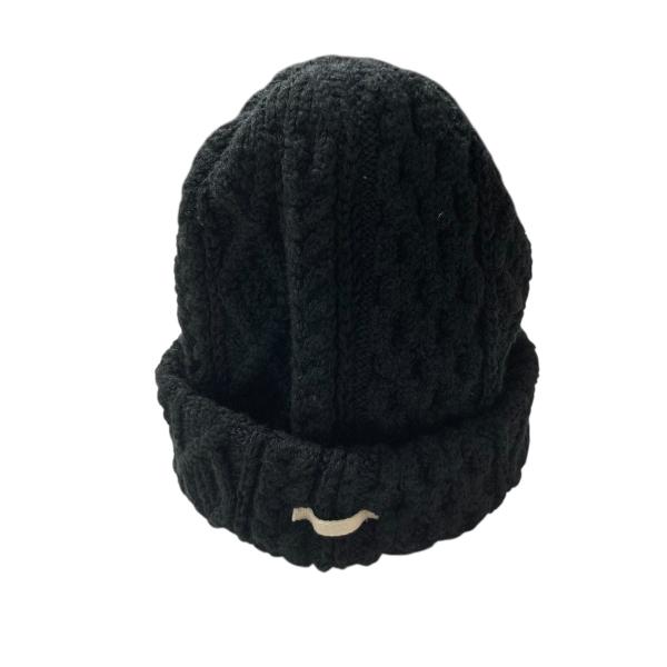 Maison Kinema ブラック ニット帽　新品 メゾン キネマ MAISON KINEMA 23AW Aran pattern knit cap ニット