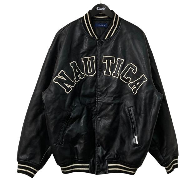 NAUTICA（ノーティカ） アーチロゴオールフェイクレザースタジャン