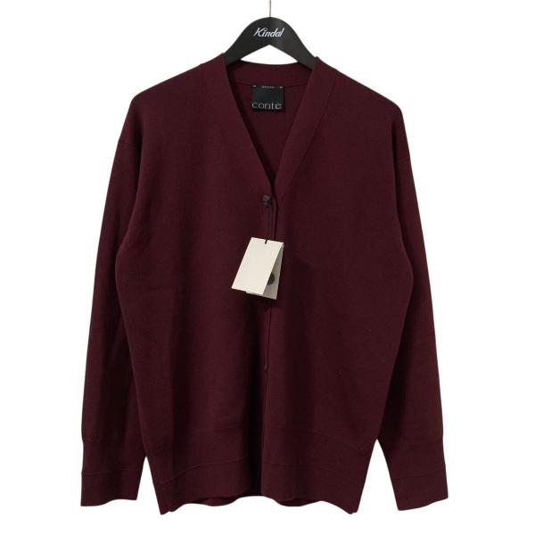 コンテ conte ハイゲージ Vネック カーディガン 8528 1 000007 エンジ