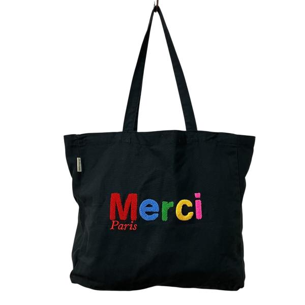 Merci Paris トートバッグ　黒　デニム　grand 大　メルシー　パリ MERCI（メルシー） トートバッグ ブラック : カインドオルYahoo!店