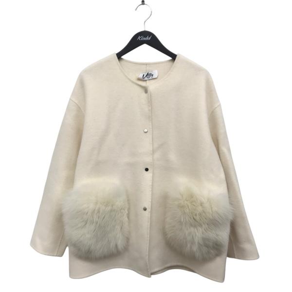 ビッグ・ユー U-Big ダブルフェイスFOXポケット コート アイボリー