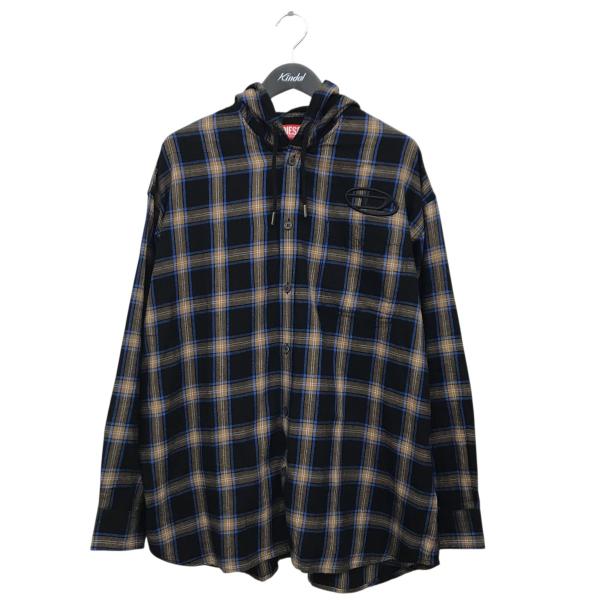 ✨本日限り‼️DIESEL 【新品・未使用】 フード付きチェックシャツ ベージュ系 DIESEL 【新品・未使用】 フード付きチェックシャツ ベージュ系 メンズ
