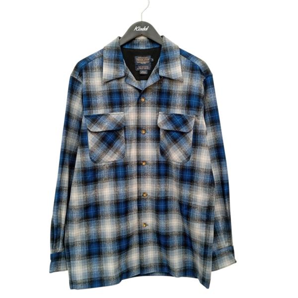 美品 PENDLETON 復刻 開襟 チェック柄 ボックス シャツ L PENDLETON（ペンドルトン） チェック 開襟シャツ RA790-32505 ブルー