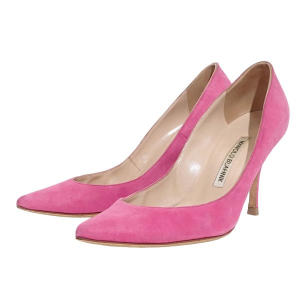 マノロブラニク MANOLO BLAHNIK ヒールパンプス ピンク サイズ：35 