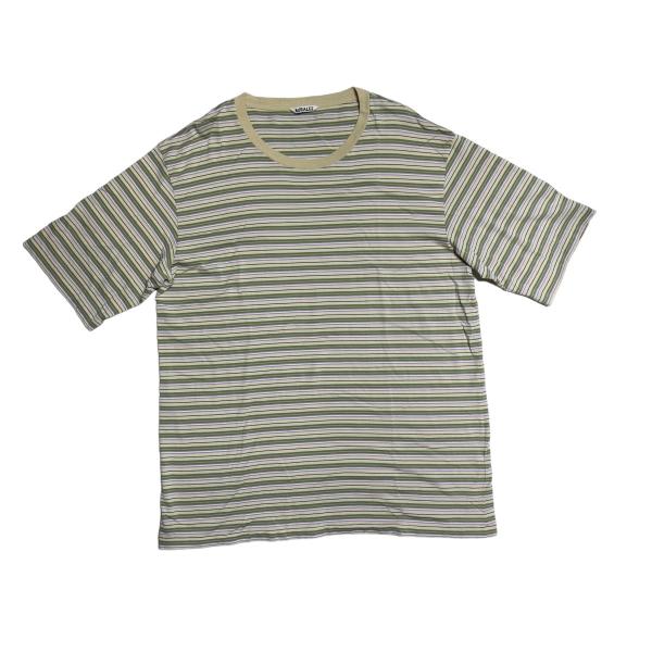 美品 AURALEE オーラリー 半袖 ハイゲージ ニットTシャツ 太ボーダー AURALEE オーラリー 24SS HARD TWIST COTTON BORDER TEE