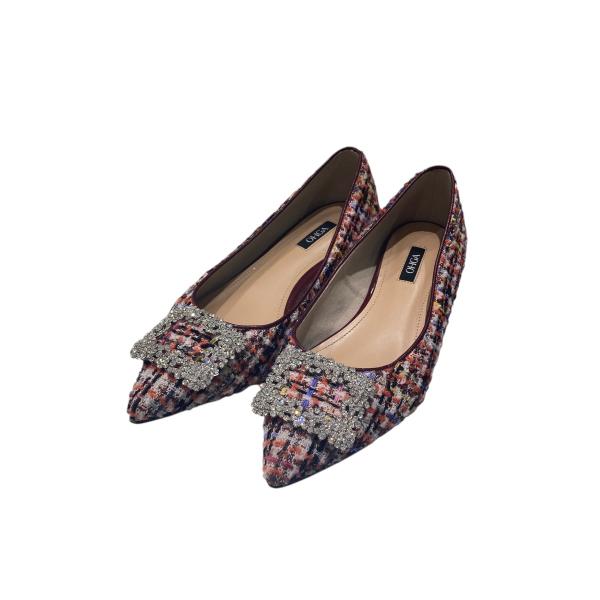 【OHGA】オーガ♡新品未使用♡ PETIT TWEED PUMPS 値下げ】OHGA TWEED BIJOU PUMPS パンプス マルチカラー サイズ：24.0