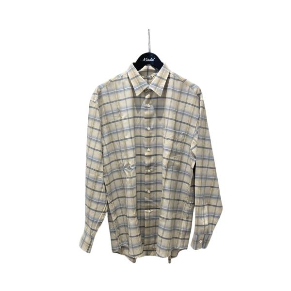 【新品】AURALEE 24AW ウールチェックシャツ ベージュ 3 新品】AURALEE 24AW ウールチェックシャツ ベージュ 3