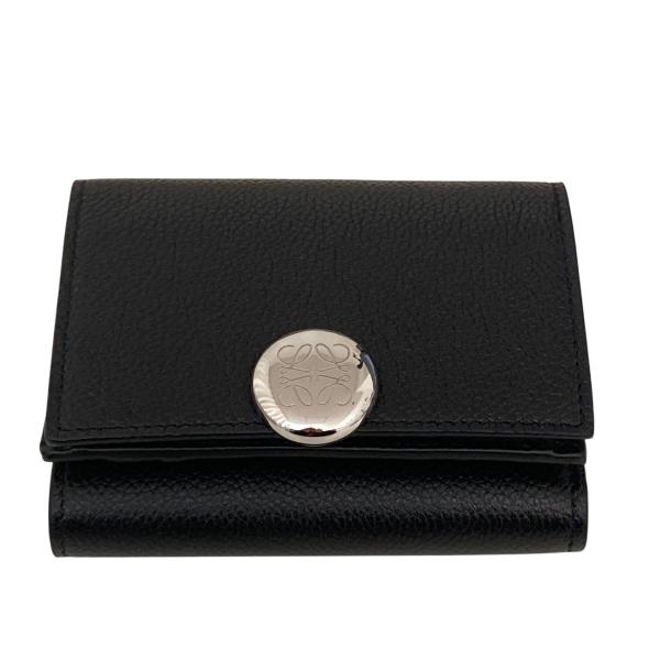 美品　LOEWE ロエベ スモールバーティカルウォレット 三つ折り財布 黒 LOEWE（ロエベ） ぺブル バーティカル ウォレット スモール 3つ折り