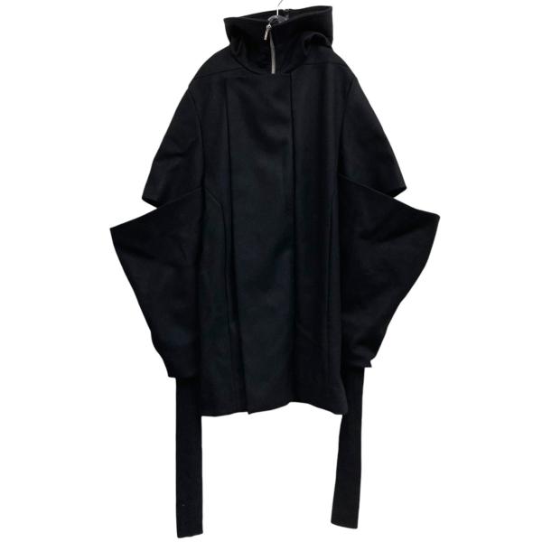 【お値下しました】リックオウエンス　ブラックナイロンコート　デザインコート Rick Owens（リックオウエンス）トレンチコート 黒 サイズ:50(XL