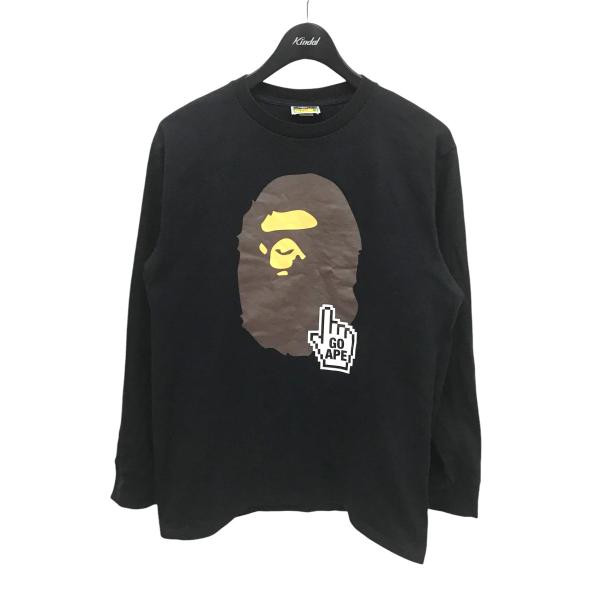 希少3XL 新品未使用 A BATHING APE ロングTEE BAPE シャーク ロンT ロングスリーブ Tシャツ ブラック (A