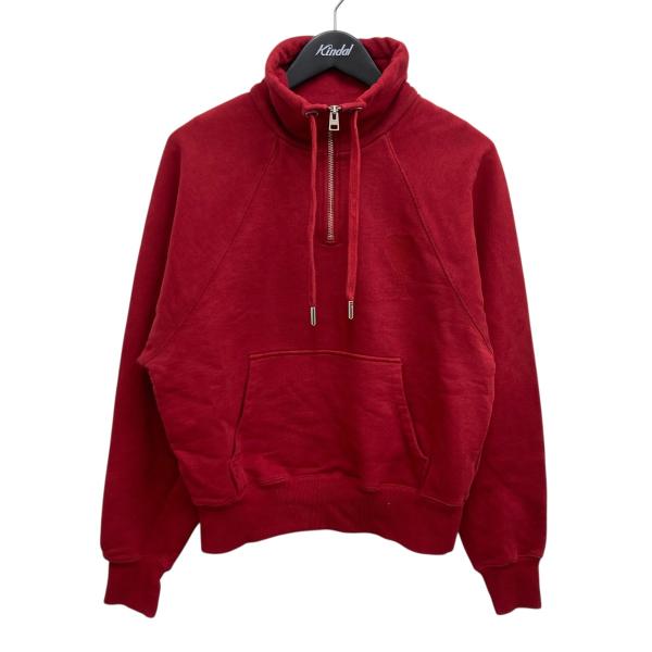 値下げ】AMIPARIS ハーフジップスウェット レッド サイズ：S