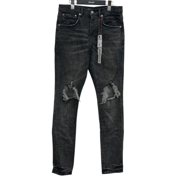 パープルブランド PURPLE BRAND ダメージスリムジーンズ グレー サイズ