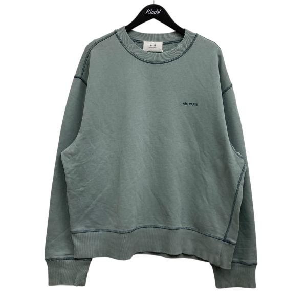値下げ】AMI PARIS クルーネックスウェット ブルー サイズ：L (渋谷