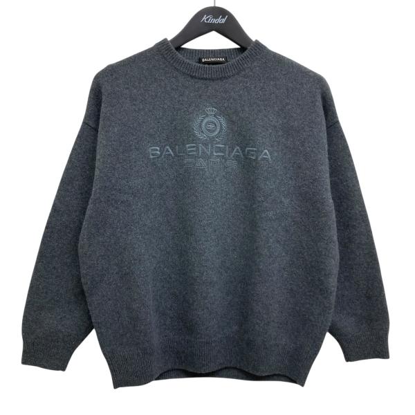 BALENCIAGA（バレンシアガ） カシミヤロゴクルーネックニット グレー