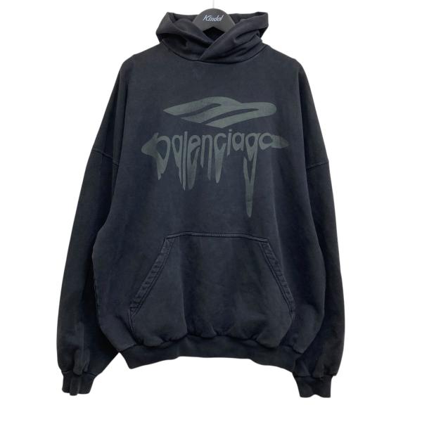 最終値下げ1/25(日)までの出品バレンシアガ!BBパーカーオーバーサイズS美品 BALENCIAGA（バレンシアガ） 【値下げ】BALENCIAGA ダメージ加工ロゴ