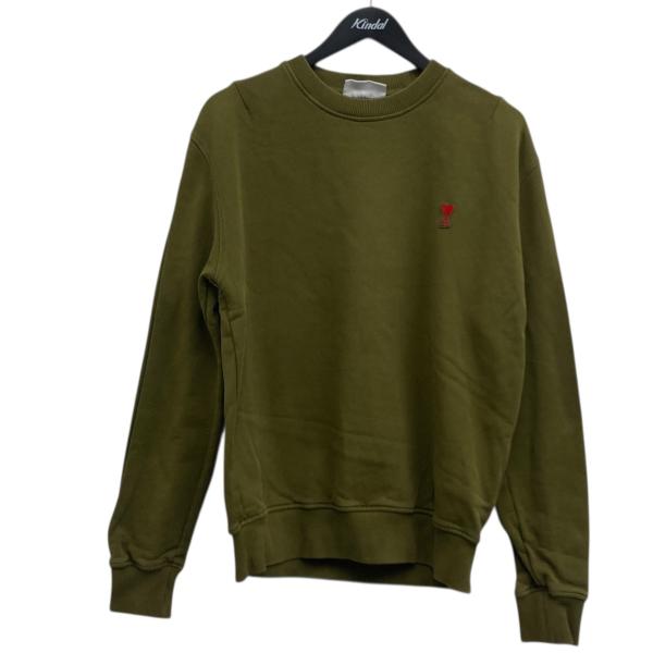 AMI PARIS カーキ　刺繍ロゴトレーナー AMI PARIS カーキ 刺繍ロゴトレーナー AMI PARIS カーキ 刺繍ロゴ