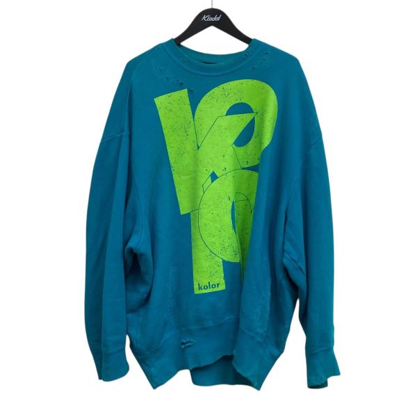 Color（カラー） KOLOR オーバーサイズダメージスウェット ブルー