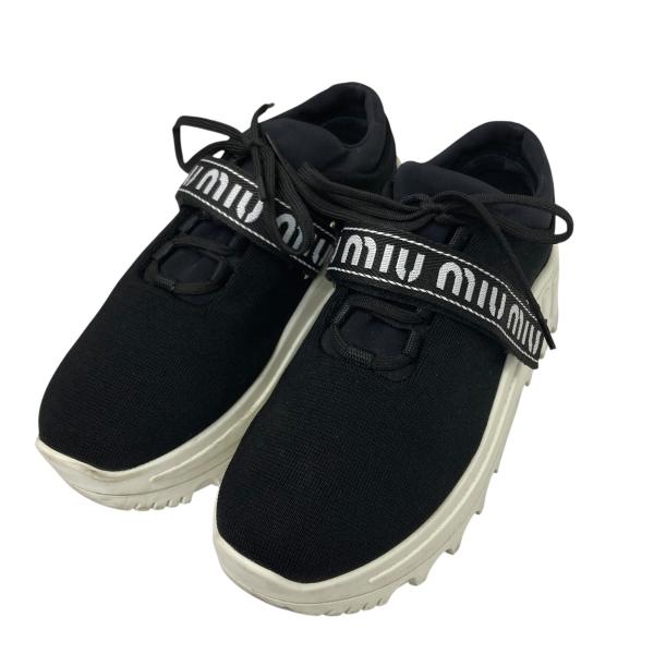 MIU MIU ミュウミュウ　ブラック スニーカー　37サイズ　24センチ miu miu（ミュウミュウ） 【値下げ】MIU MIU ストレッチネオプレン