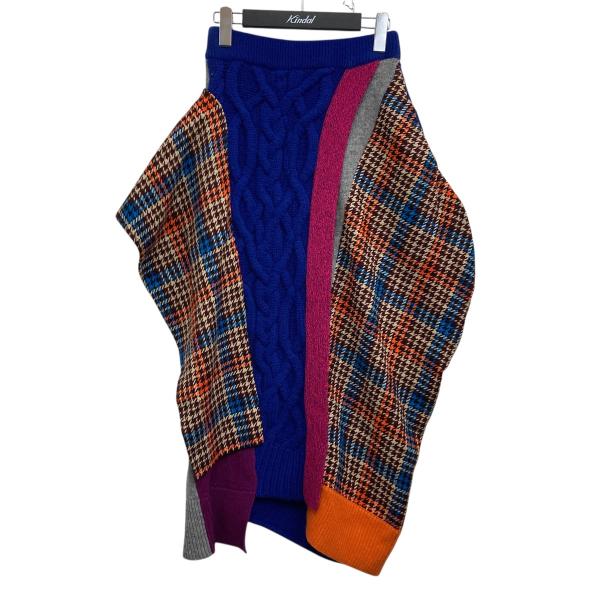 ENFOLD（エンフォルド） パッチワークニットスカート マルチカラー