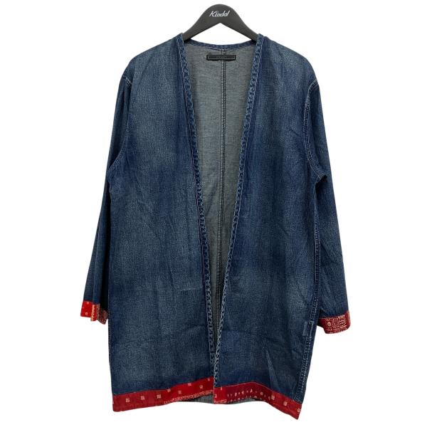【23SS】SOPHNET ソフネット ノーカラー デニムジャケット インディゴ SOPHNET.（ソフネット） 19SSDENIM LONG SHIRT CARDIGAN デニム