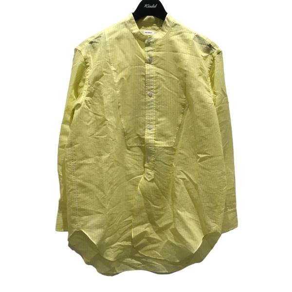 極美品△BLAMINK ブラミンク 7911-230-0152 ストライプバンドカラーシャツ コットン シルク 長袖シャツ イエロー 36 日本製 正規品 BLAMINK 【値下げ】BLAMINK コットンシルクストライプバンドカラー