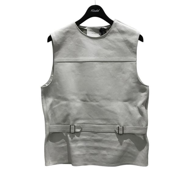 PRADA プラダ ベルテッドプルオーバー レザーベスト UPC194 サイズ48 カーフスキン トライアングルパッチ ブラック 美品 中古 4b008195 PRADA - PRADA プラダ ベルテッドプルオーバー レザーベスト UPC194