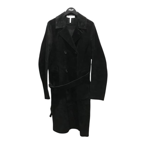 LOEWE（ロエベ） スウェードトレンチコート ブラック サイズ：46