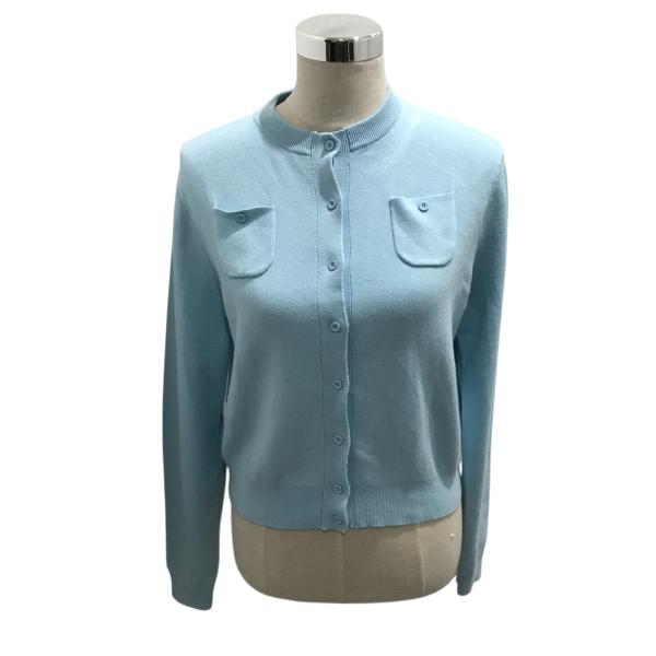 CABaN コットンカシミヤ クルーネックカーディガン スカイブルー 水色