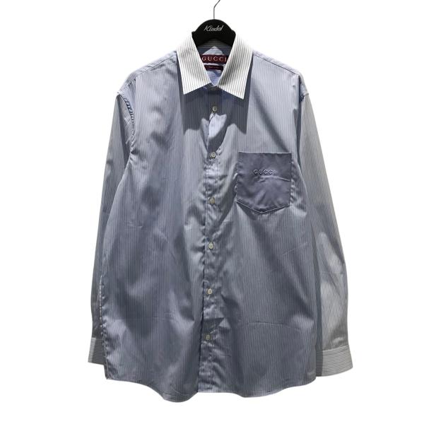 0316さま専用【GUCCI】レザーシャツ 46 ライトブルー 0316さま専用【GUCCI】レザーシャツ 46 ライトブルー
