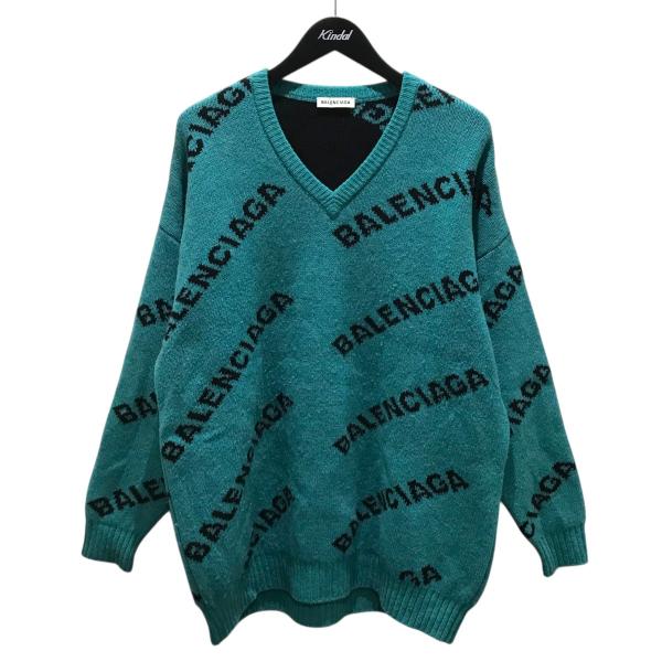 BALENCIAGA（バレンシアガ） ジャガードロゴ総柄オーバーサイズニット